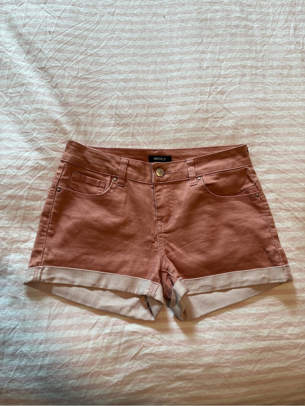 Forever 21 Rust-Tone Cuffed Jean Shorts